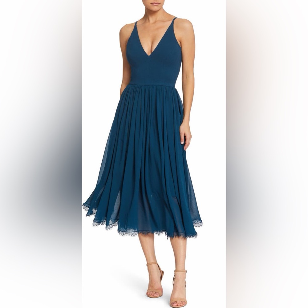 $0 SHIPPING Dress the Population Dark Teal V-Neck Dress